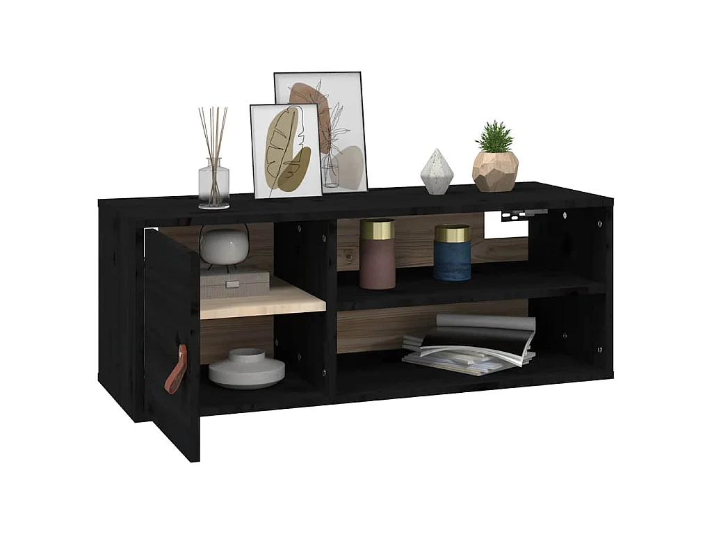 Armoire murale Noir 80x30x30 cm Bois de pin massif