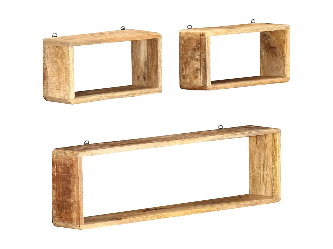 Juego de estantes cubo de pared 3 piezas madera maciza de mango