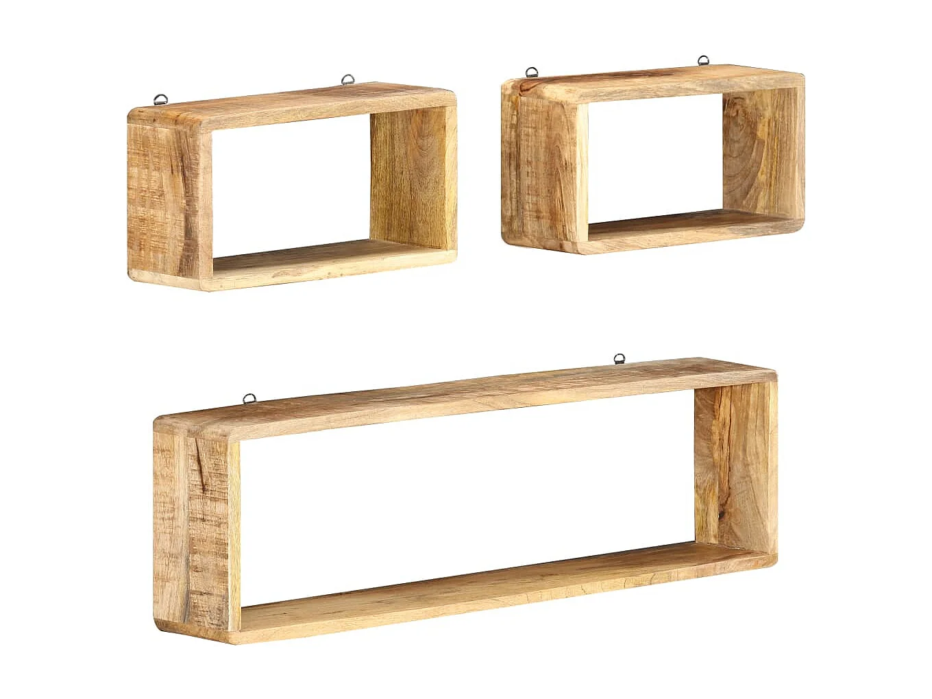 Ensemble d'étagère cube 3 pcs bois solide de manguier