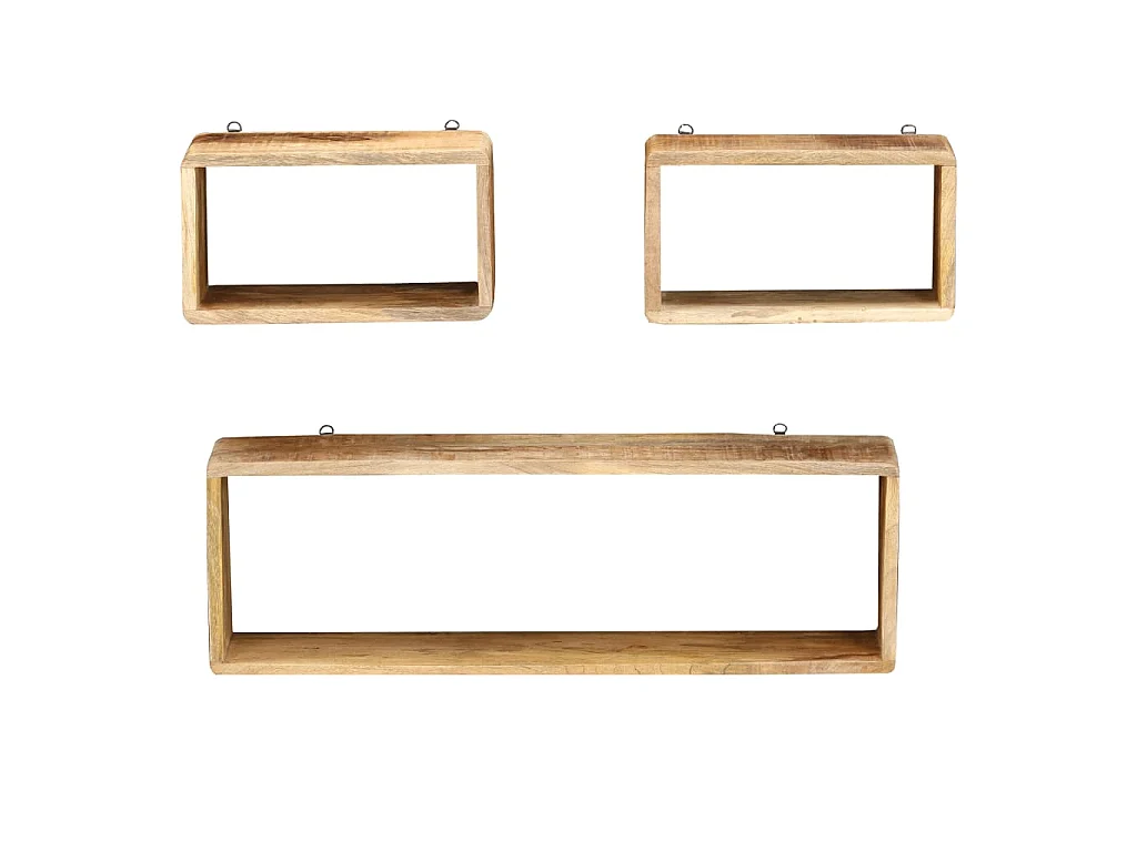 Ensemble d'étagère cube 3 pcs bois solide de manguier