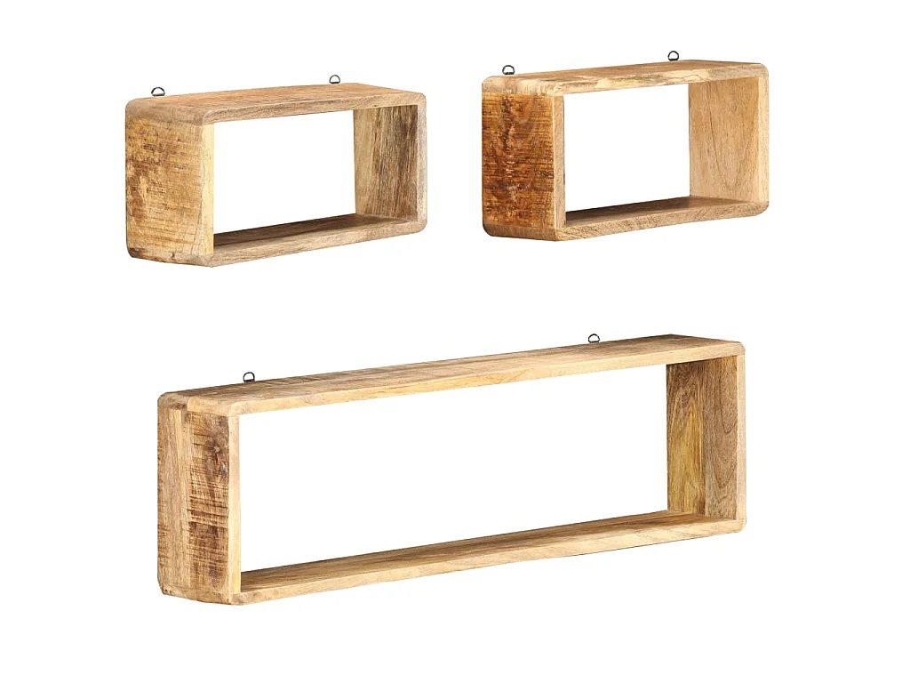 Ensemble d'étagère cube 3 pcs bois solide de manguier