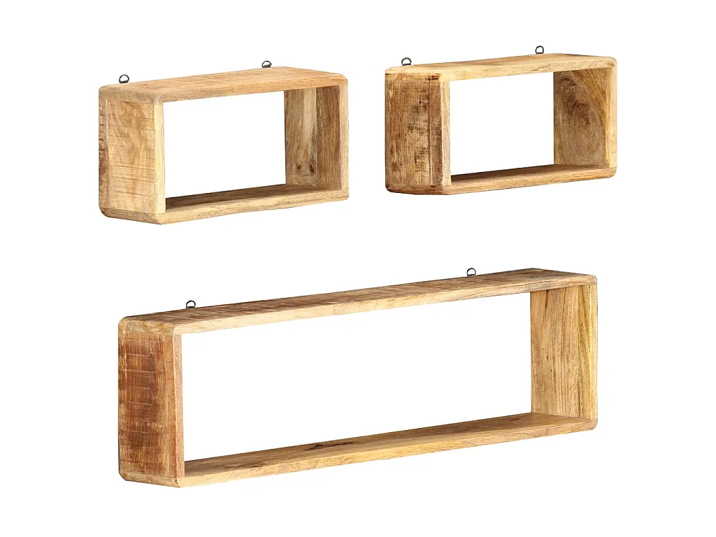 Ensemble d'étagère cube 3 pcs bois solide de manguier