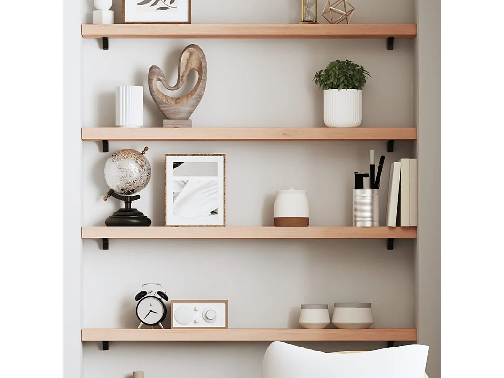 Estante de pared madera maciza de roble sin tratar 100x10x4 cm