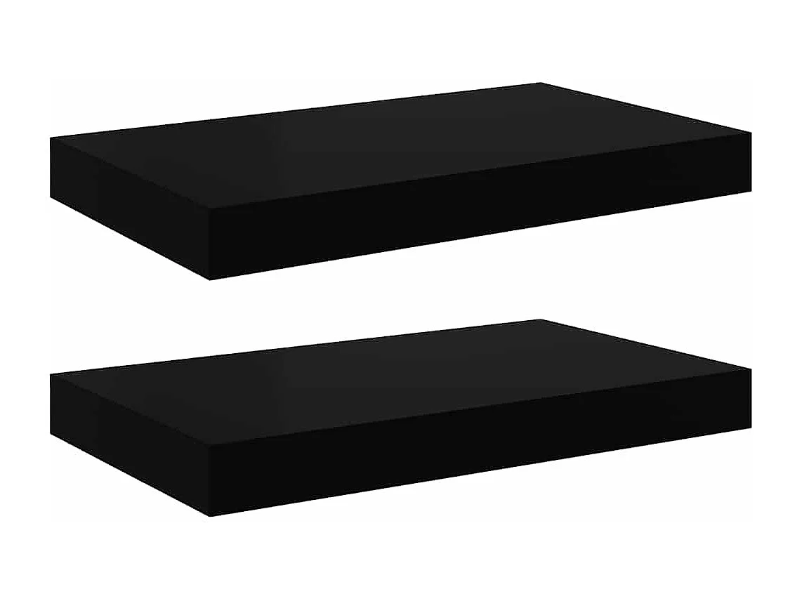 Scaffali a Parete 2 pz Nero Lucido 40x23x3,8 cm in MDF