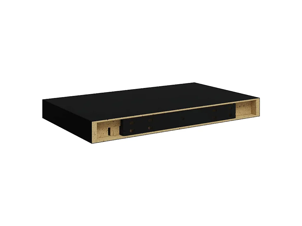 Schweberegale 2 Stk. Hochglanz-Schwarz 40x23,5x3,8 cm MDF
