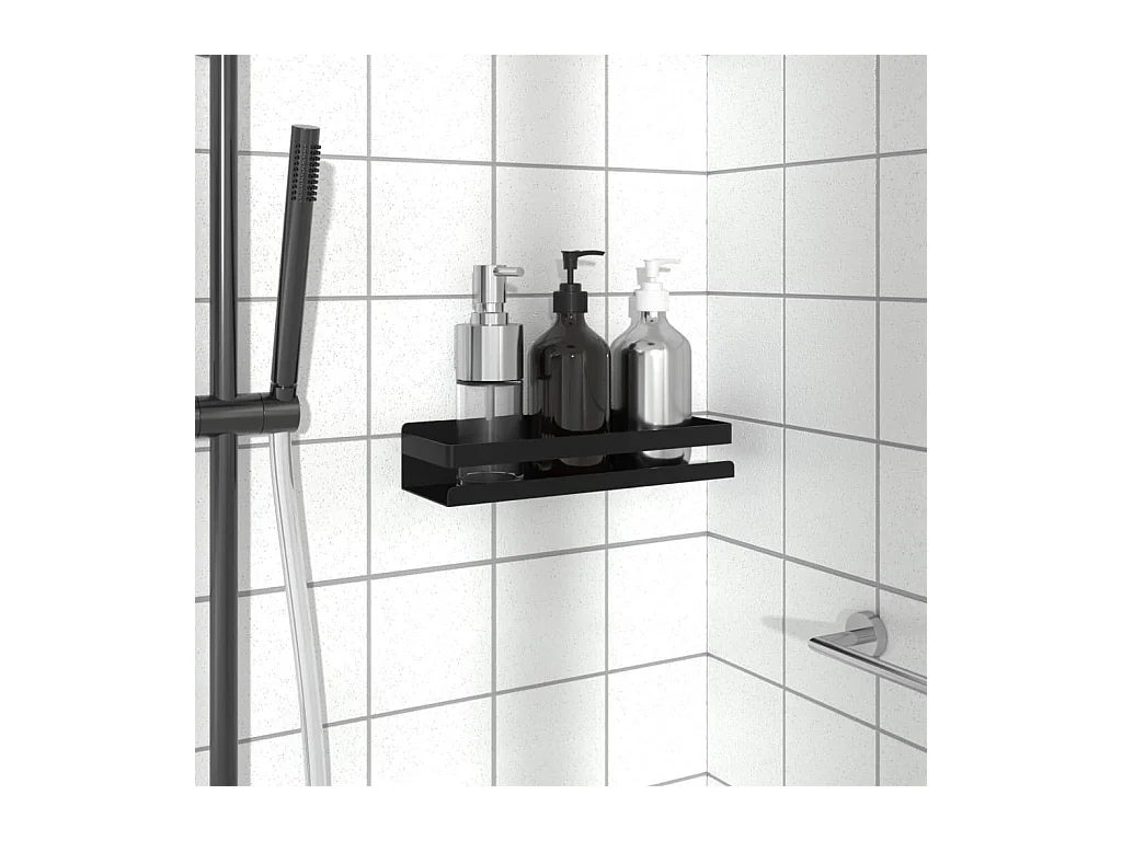 Étagère de douche noir mat acier inoxydable 304 brossé