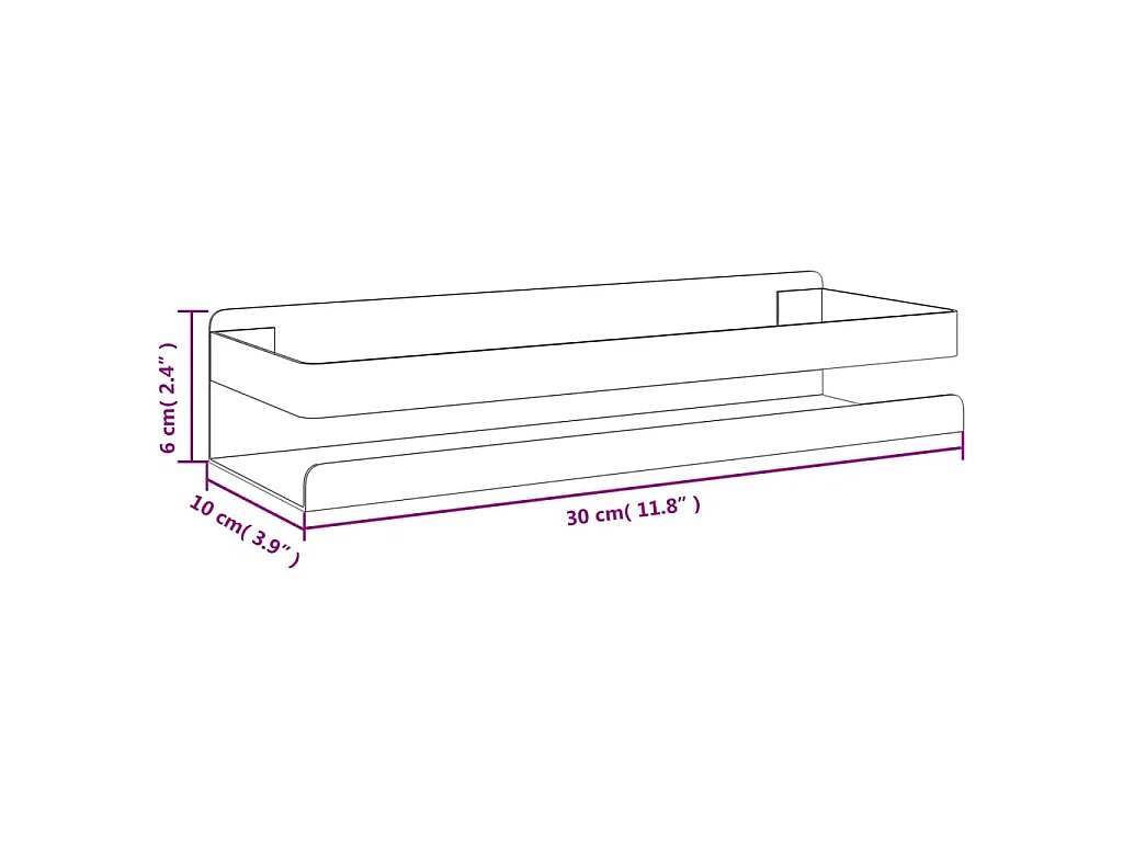 Étagère de douche noir mat acier inoxydable 304 brossé