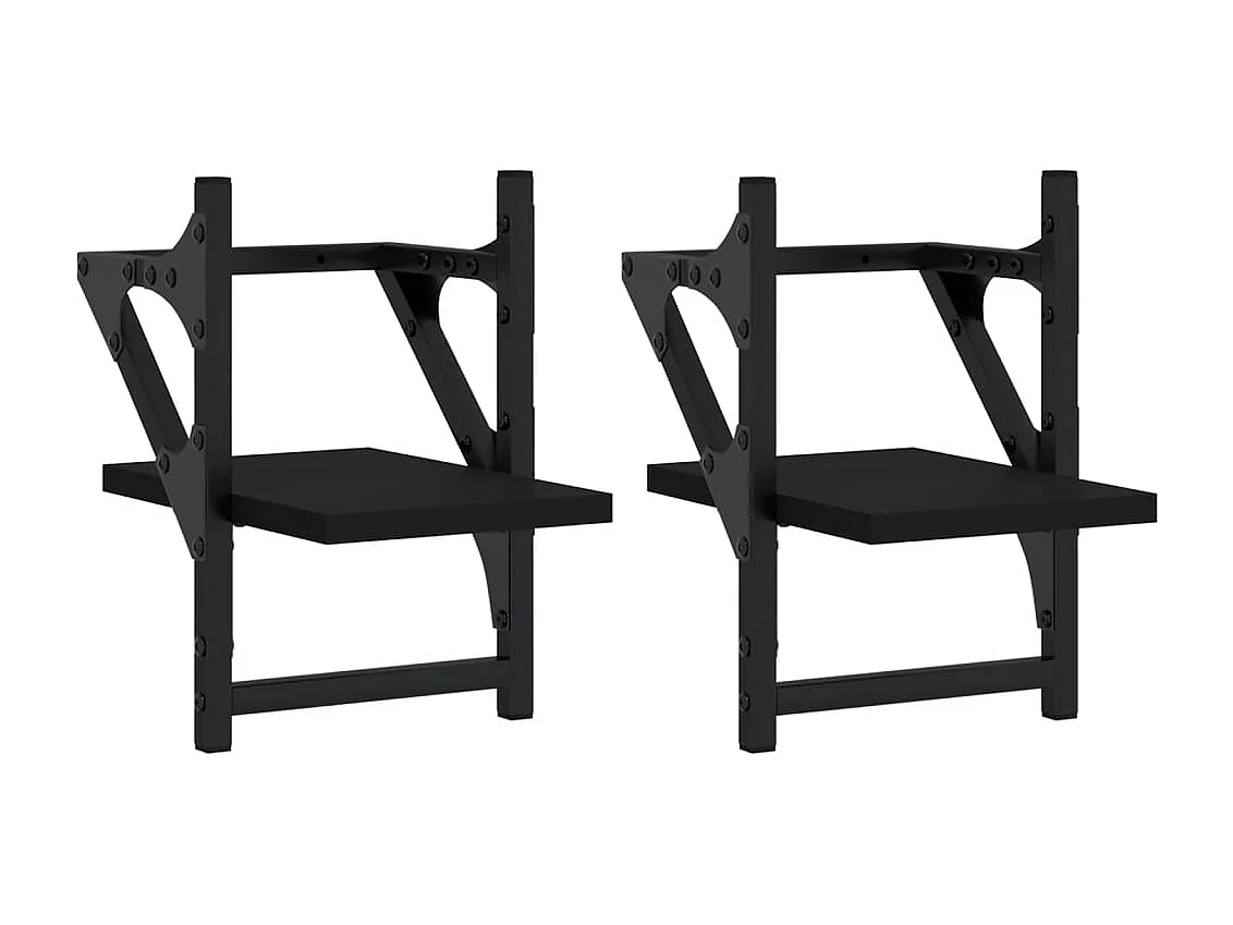 Estantes de pared con barras 2 unidades negro 20x25x30 cm