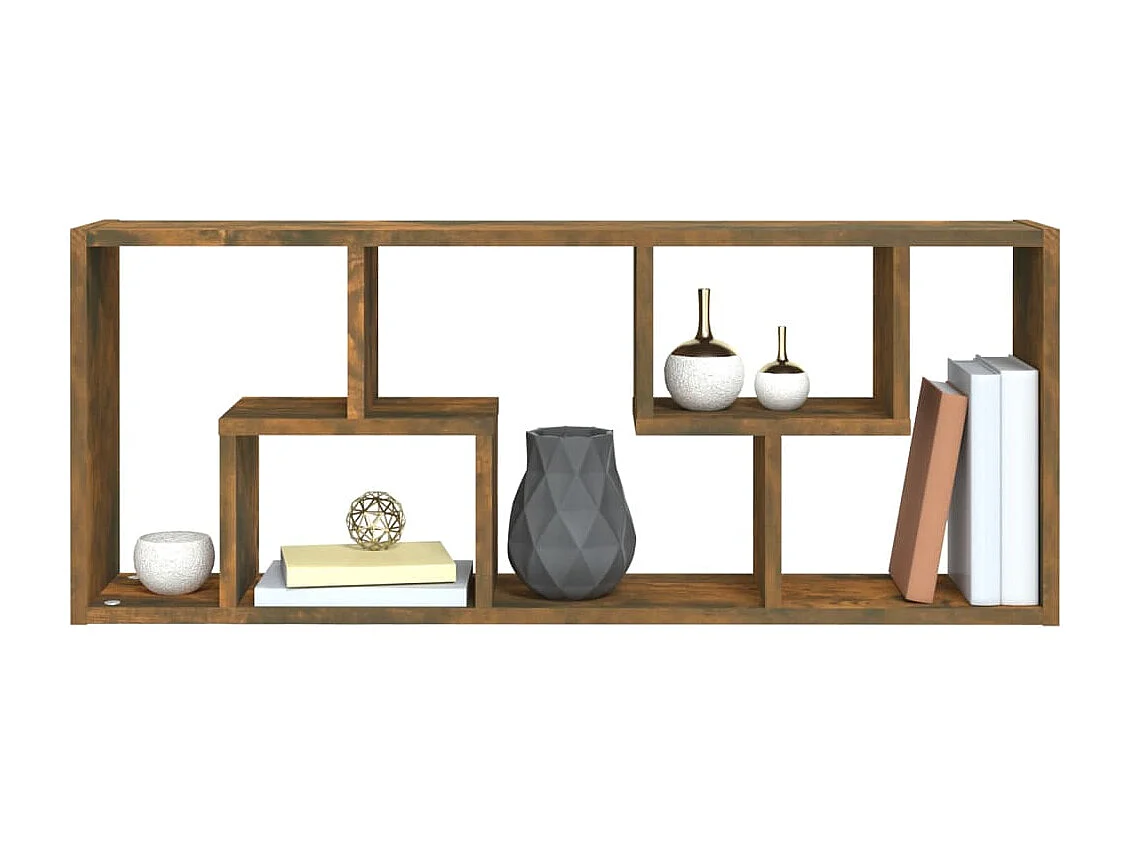 Mensola a Muro Rovere Fumo 36x16x90 cm in Legno Multistrato