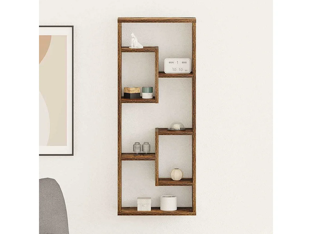 Étagère murale Chêne fumé 36x16x90 cm Bois d'ingénierie