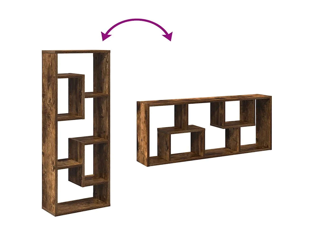 Étagère murale Chêne fumé 36x16x90 cm Bois d'ingénierie