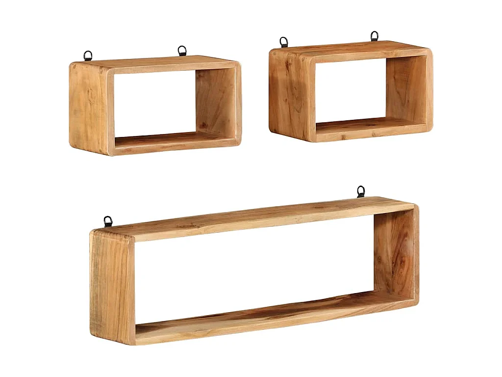 Ensemble d'étagères murales cube 3 pcs Bois d'acacia solide
