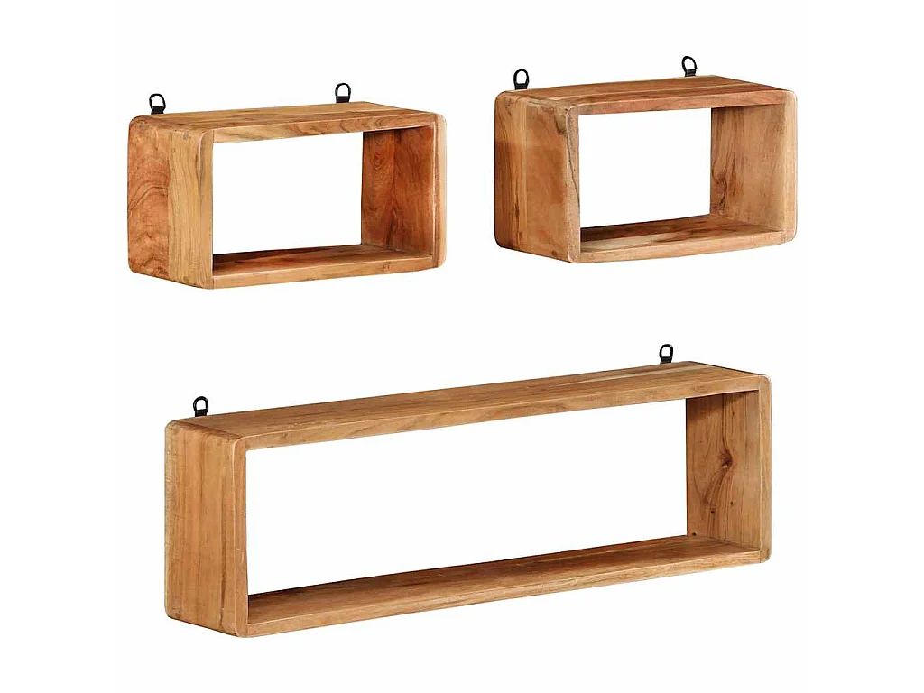 Ensemble d'étagères murales cube 3 pcs Bois d'acacia solide