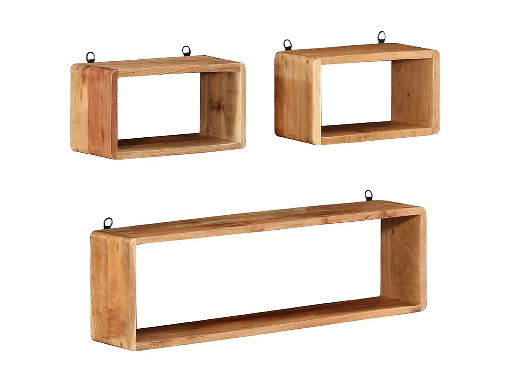 Ensemble d'étagères murales cube 3 pcs Bois d'acacia solide