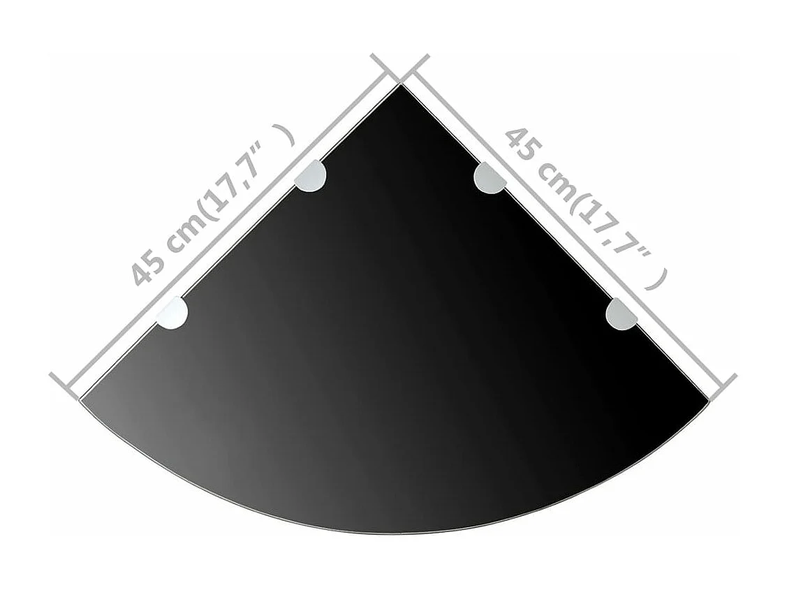 Étagères d'angle 2 pcs et supports chromés Verre Noir 45x45 cm
