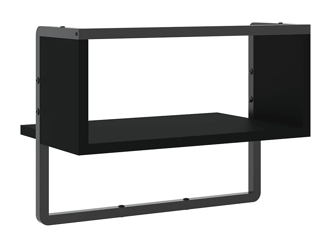 Prateleira de parede com barra 40x25x30 cm preto