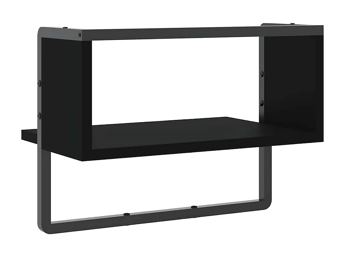 Wandschap met stang 40x25x30 cm zwart
