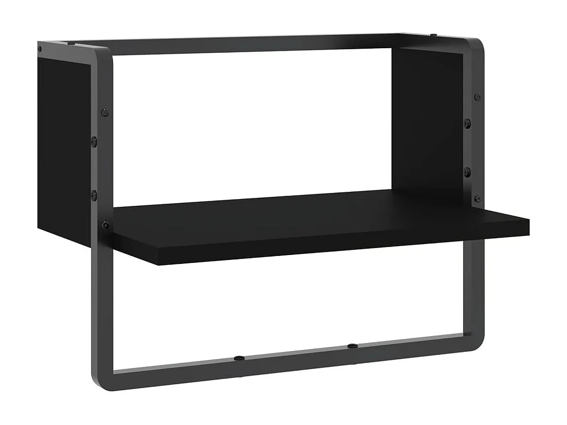 Prateleira de parede com barra 40x25x30 cm preto