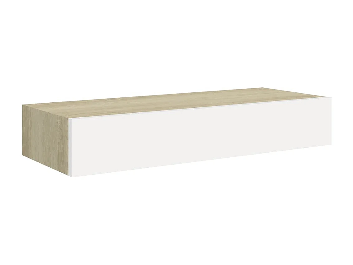 Wandschubladenregale 2 Stk. Eiche und Weiß 60x23,5x10cm MDF
