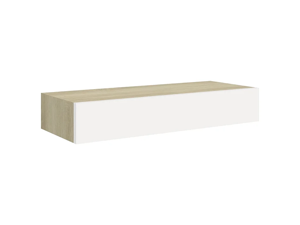 Étagères murales à tiroirs 2 pièces Chêne et blanc 60 x 23,5 x 10 cm MDF