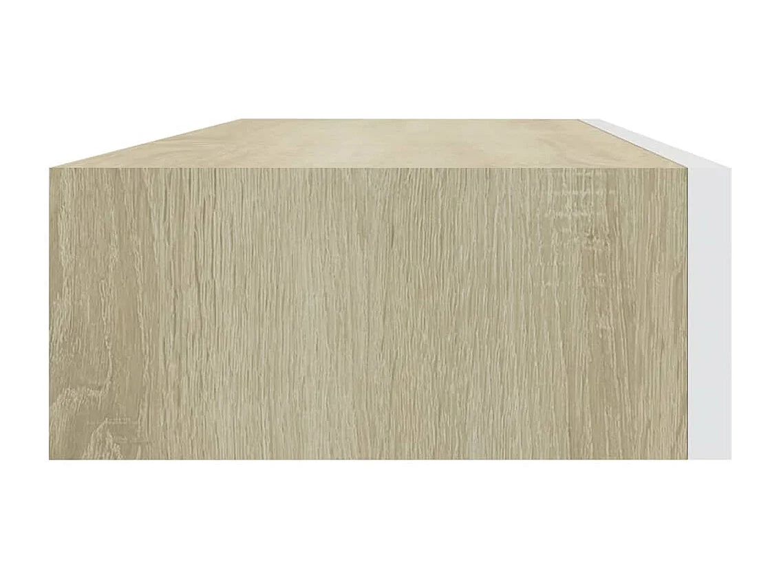 Étagères murales à tiroirs 2 pièces Chêne et blanc 60 x 23,5 x 10 cm MDF