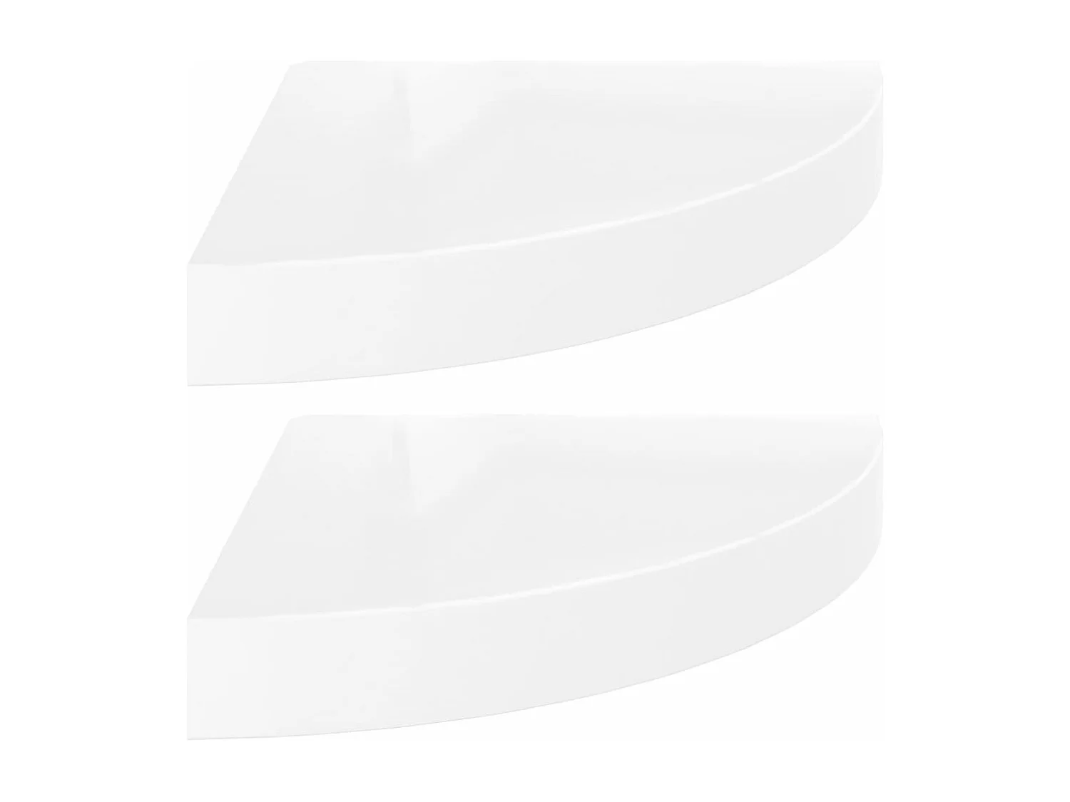 Eck-Schweberegale 2 Stk. Hochglanz-Weiß 25x25x3,8 cm MDF