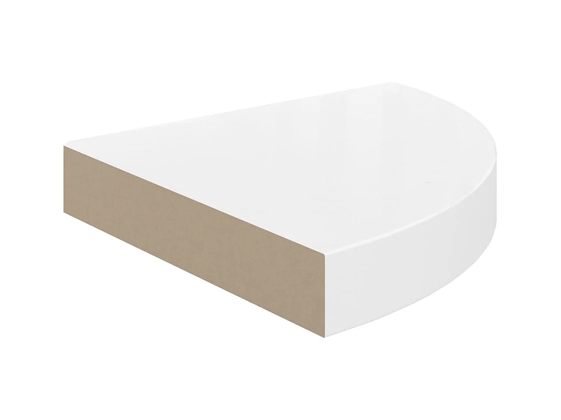 Eck-Schweberegale 2 Stk. Hochglanz-Weiß 25x25x3,8 cm MDF