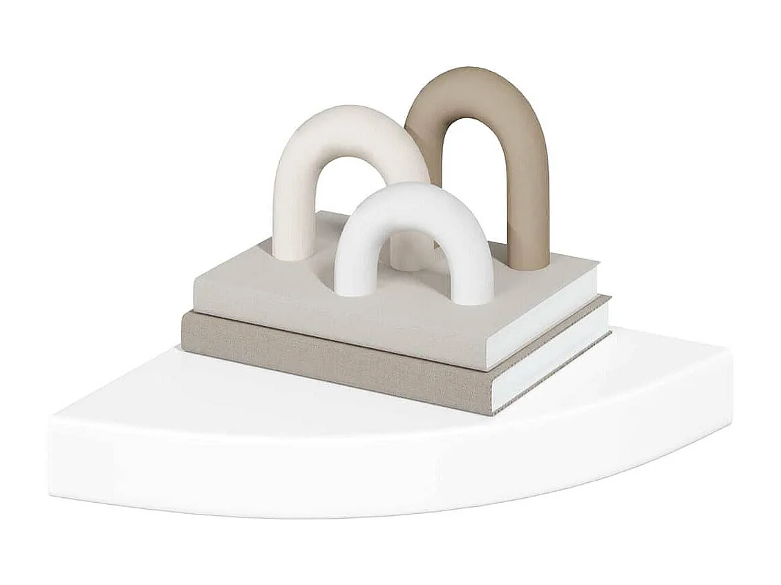 Zwevende hoekplanken 2 st hoogglans wit 25x25x3,8 cm MDF