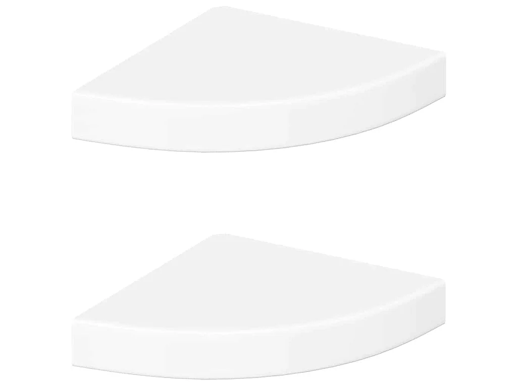 Étagères d'angle flottantes 2 pièces Blanc brillant 25 x 25 x 3,8 cm MDF