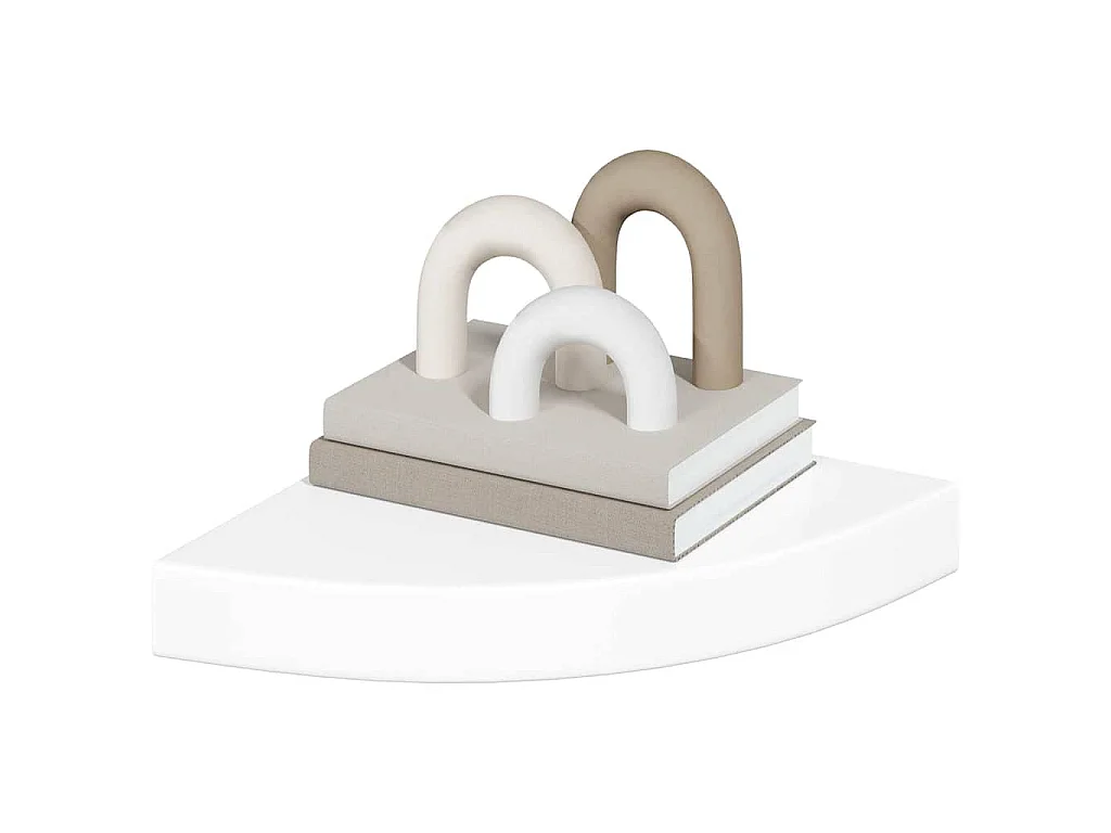 Étagères d'angle flottantes 2 pièces Blanc brillant 25 x 25 x 3,8 cm MDF