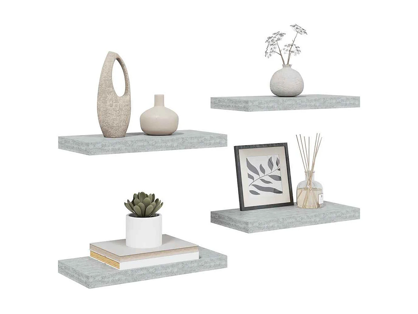 Étagères murales flottantes 4 pcs gris béton 50x23x3,8 cm MDF
