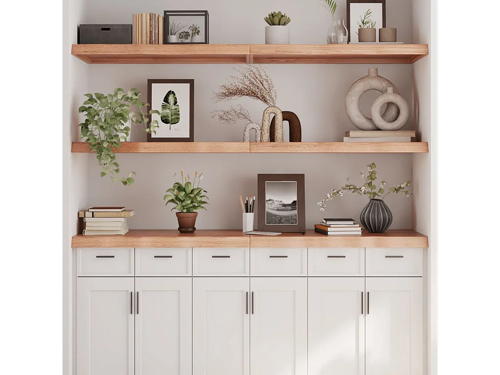 Étagère murale marron clair bois chêne massif traité