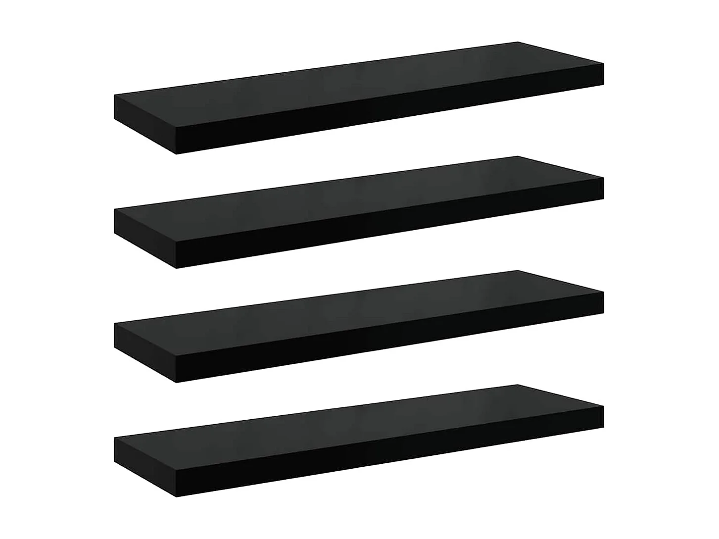 Étagère murale flottante 4 pcs Noir brillant 90x23,5x3,8 cm MDF
