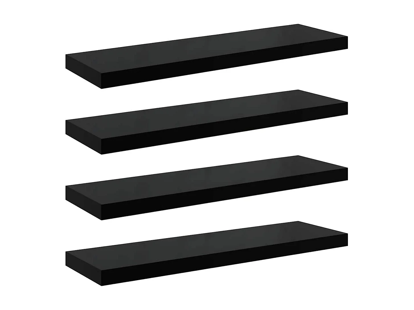 Étagère murale flottante 4 pcs Noir brillant 90x23,5x3,8 cm MDF