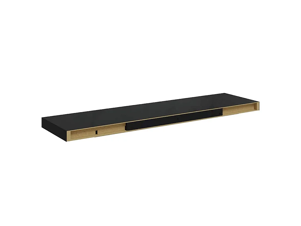 Étagère murale flottante 4 pcs Noir brillant 90x23,5x3,8 cm MDF