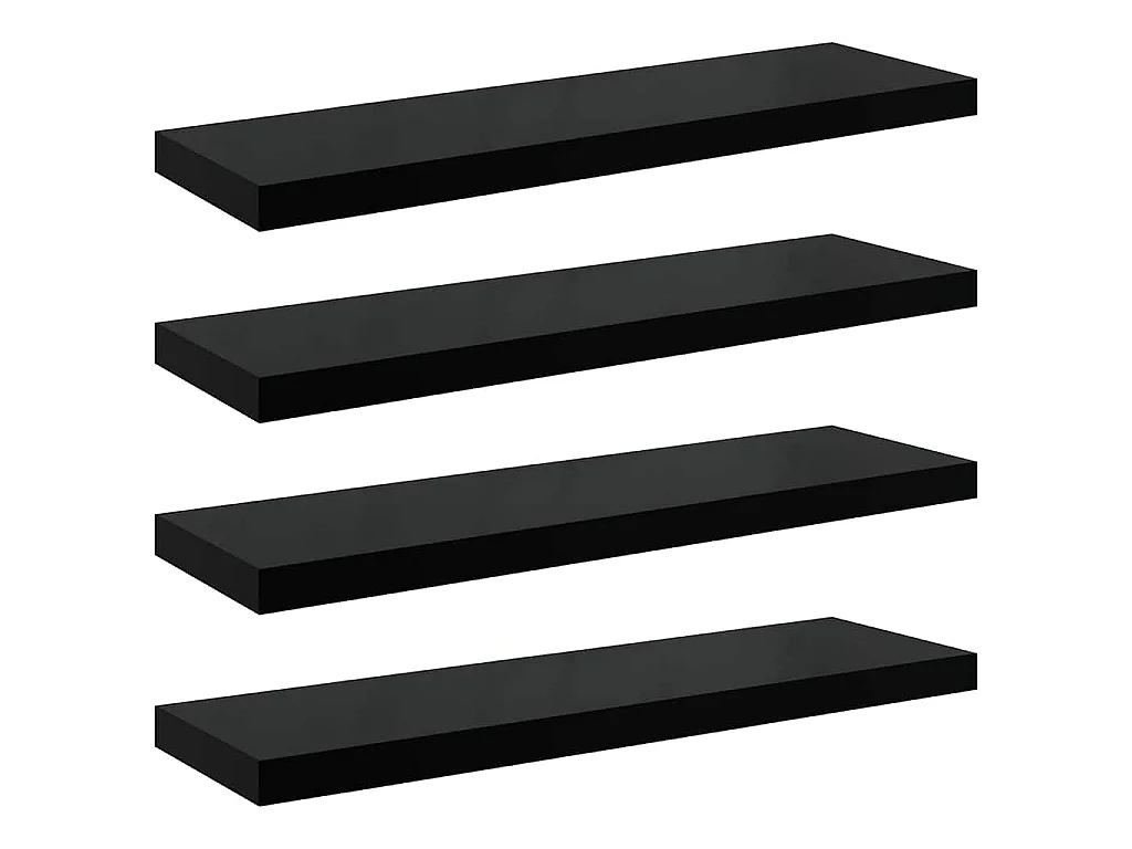 Étagère murale flottante 4 pcs Noir brillant 90x23,5x3,8 cm MDF