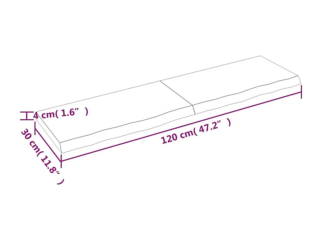 Ripiano Muro Marrone 120x30x(2-4) cm Massello Rovere Trattato