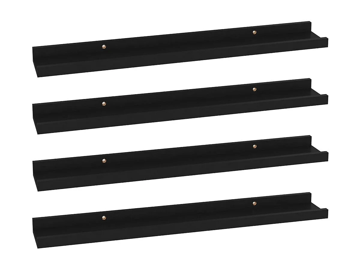 Wandschappen 4 st 60x9x3 cm zwart