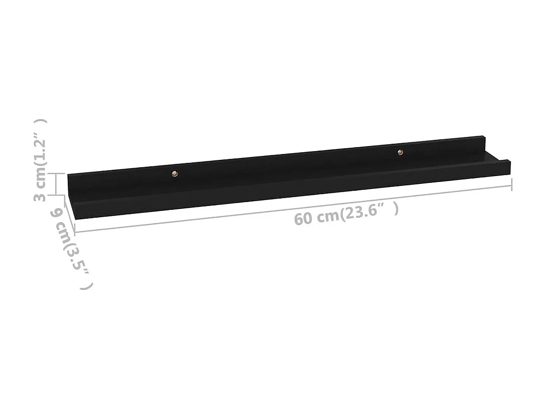 Wandschappen 4 st 60x9x3 cm zwart