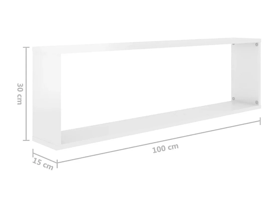Étagères cube murales 4 pcs blanc brillant bois d'ingénierie