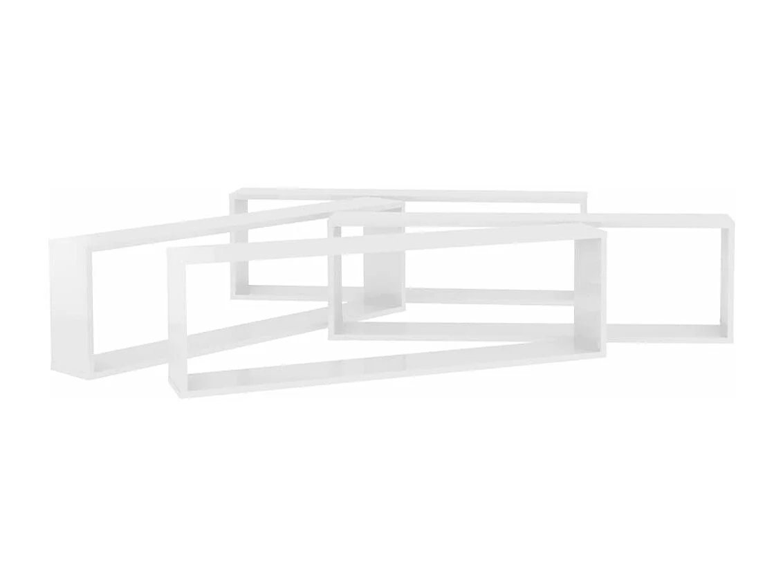 Étagères cube murales 4 pcs blanc brillant bois d'ingénierie