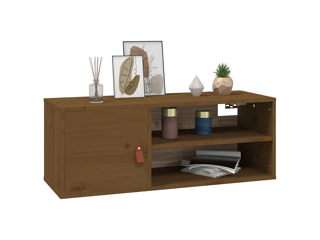 Armario de pared madera maciza de pino marrón miel 80x30x30 cm
