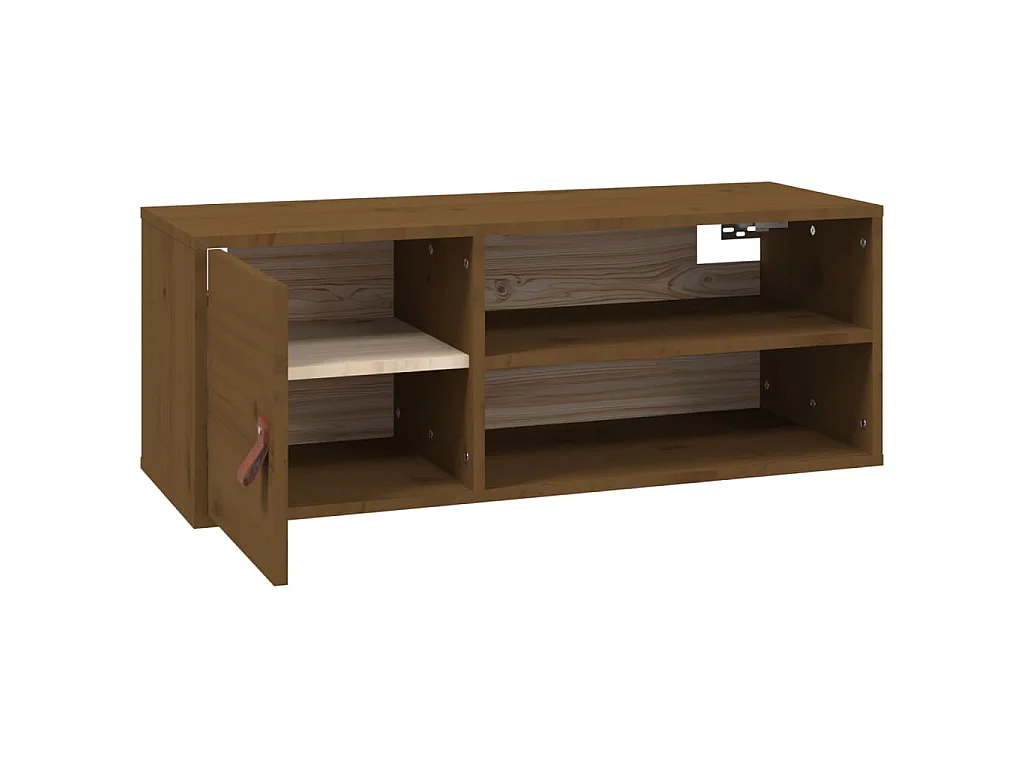 Armario de pared madera maciza de pino marrón miel 80x30x30 cm