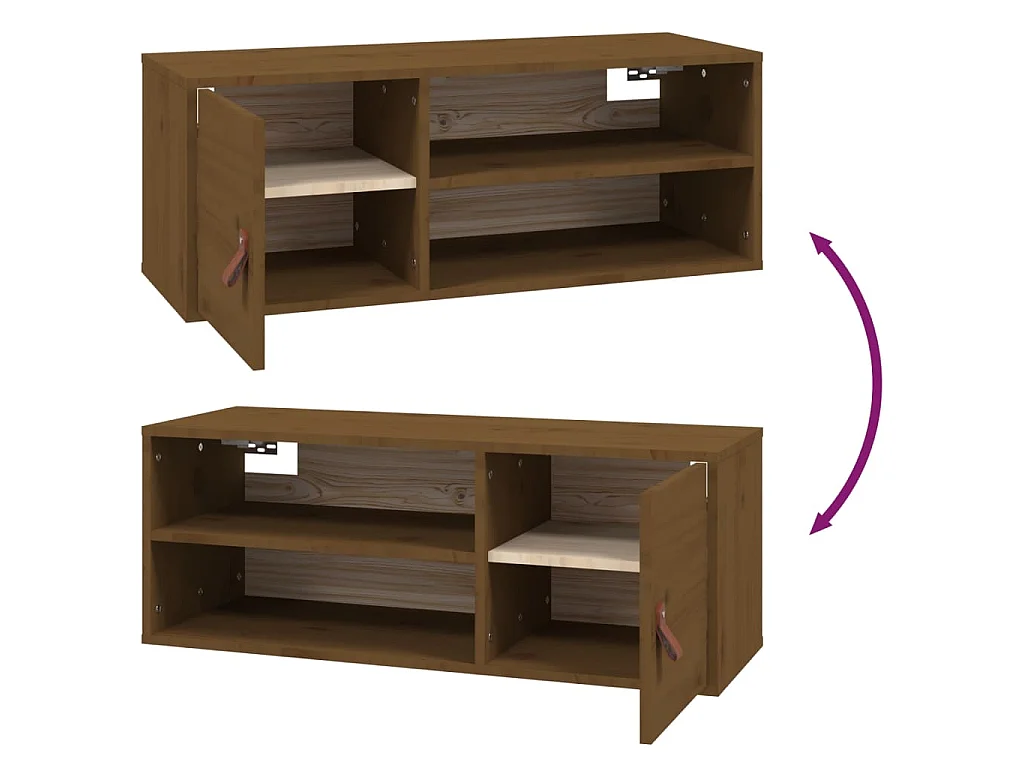 Armario de pared madera maciza de pino marrón miel 80x30x30 cm