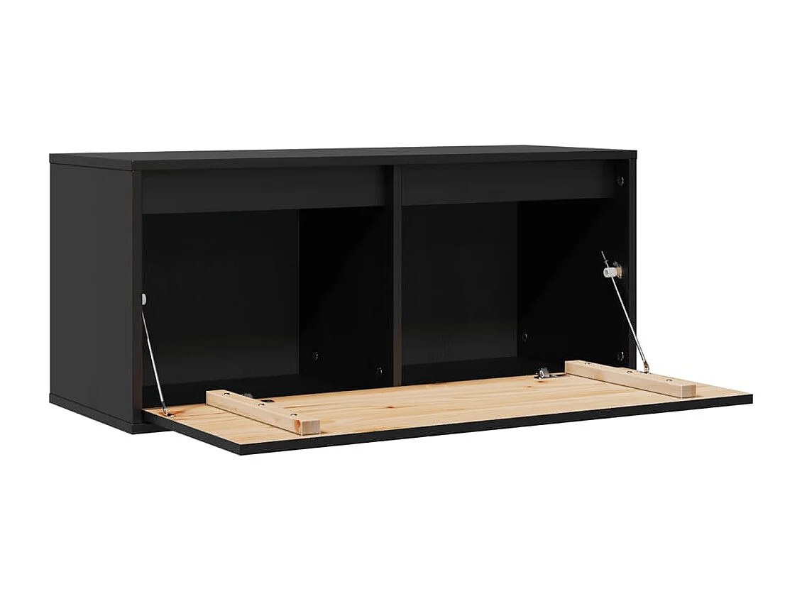 Wandschrank Schwarz 80x30x35 cm Massivholz Kiefer