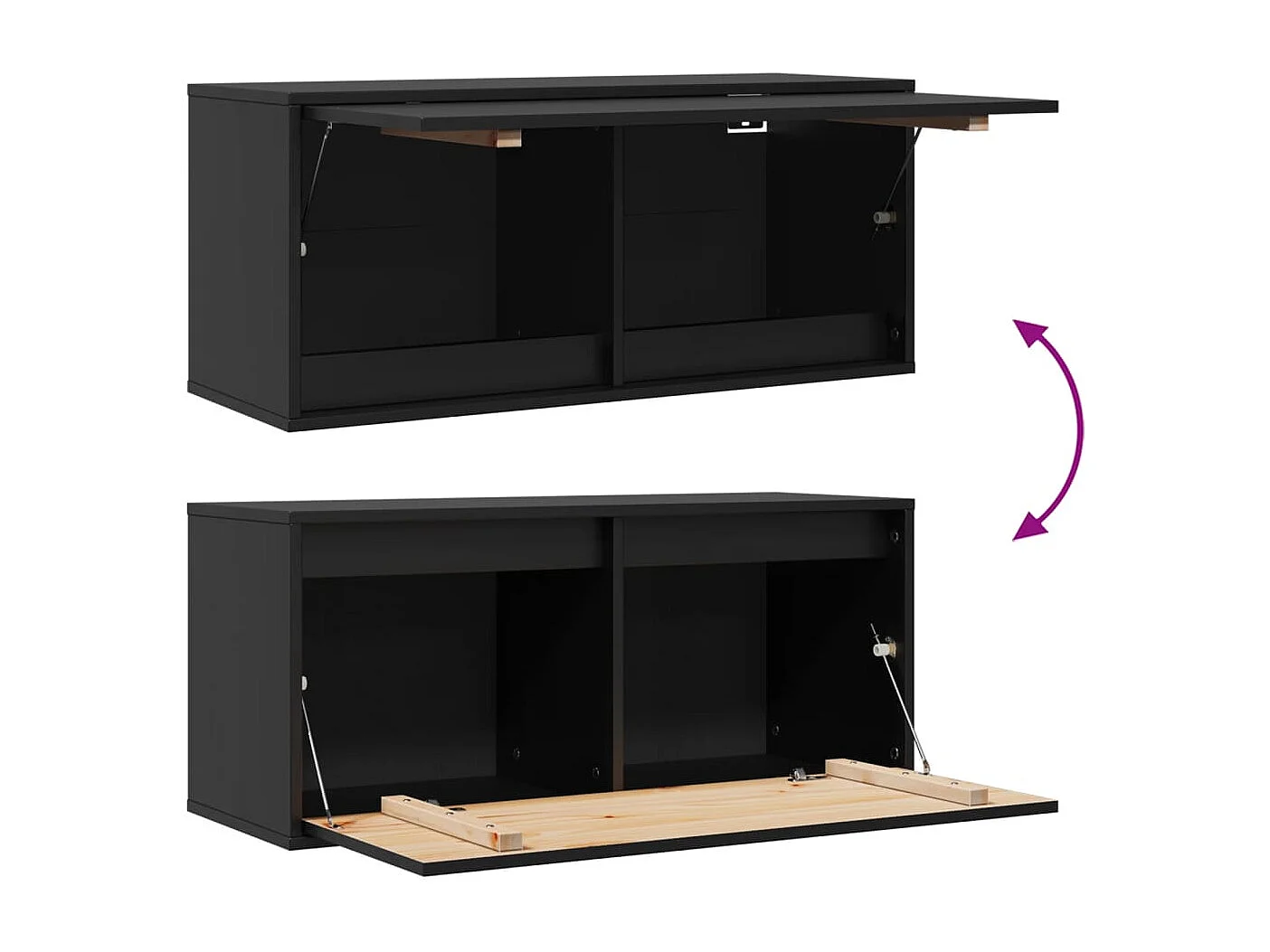 Wandschrank Schwarz 80x30x35 cm Massivholz Kiefer