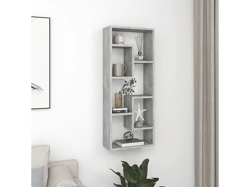 Wandregal Betongrau 36x16x90 cm Holzwerkstoff