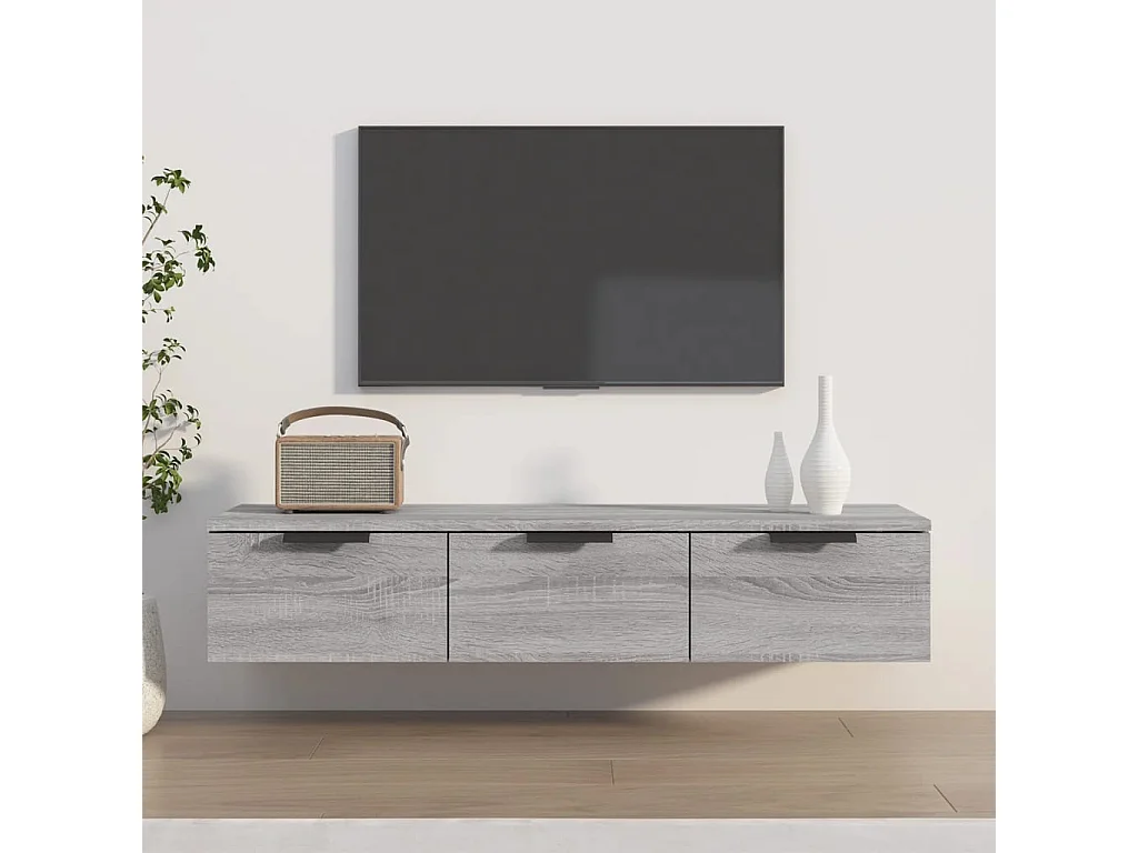 Wandkast 102x30x20 cm bewerkt hout grijs sonoma eikenkleurig