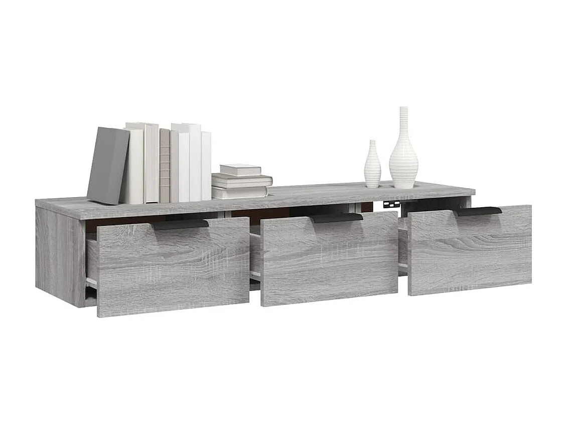 Wandkast 102x30x20 cm bewerkt hout grijs sonoma eikenkleurig