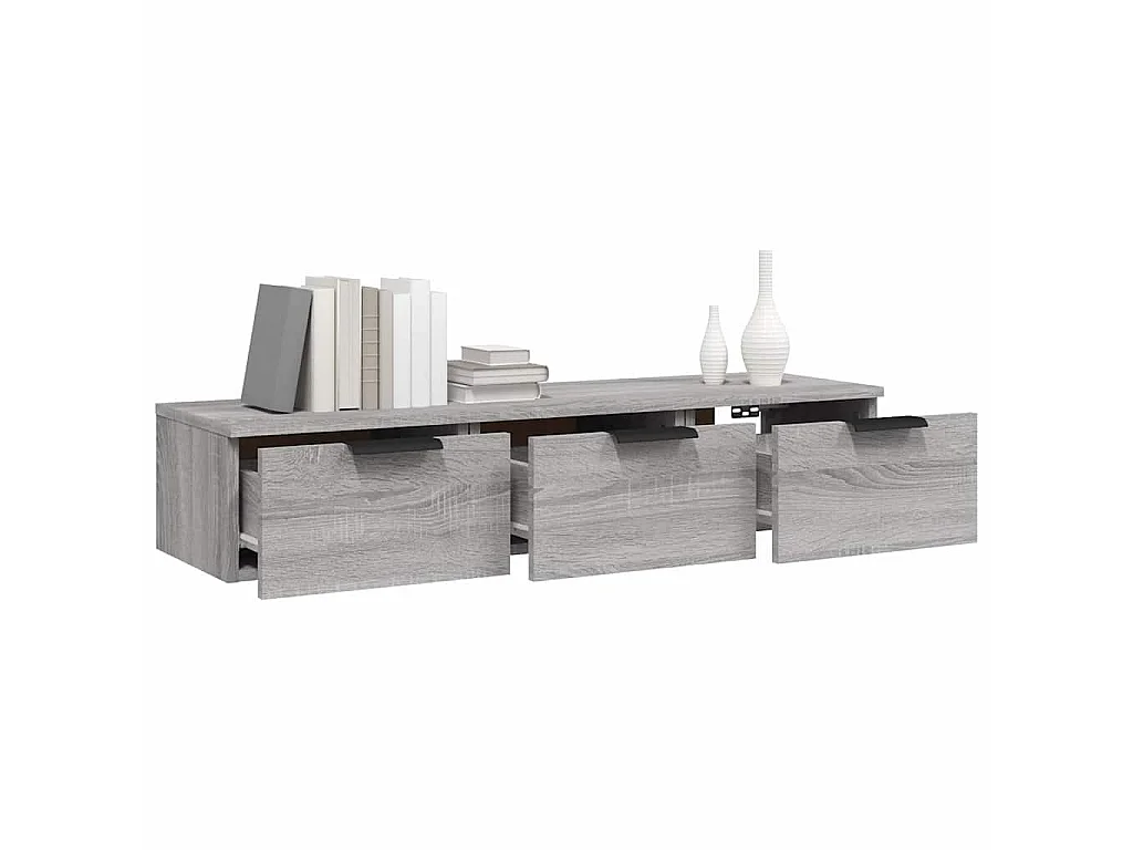Wandkast 102x30x20 cm bewerkt hout grijs sonoma eikenkleurig